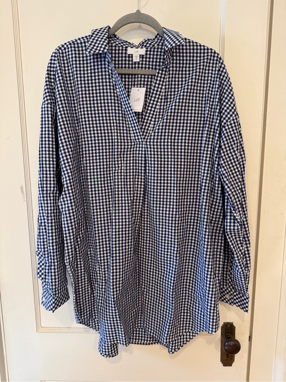 NWT J. Jill Gingham Tunic Top preppy coastal grandmother east coast prep Tall